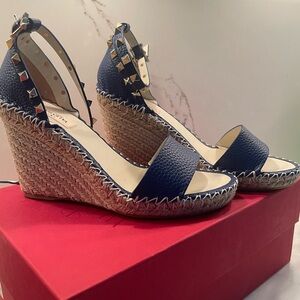Valentino rock Stud Medium Blue Espadrilles 105mm